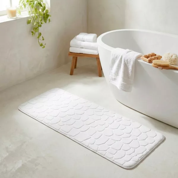 Tapis de bain rectangulaire m�moire de forme (50 x 120 cm) Galeo Blanc
