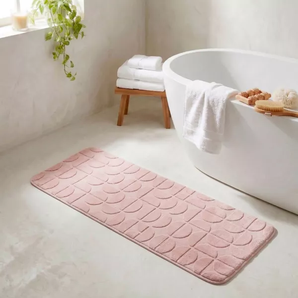 Tapis de bain rectangulaire m�moire de forme (45 x 120 cm) Motivo Rose poudr�