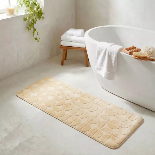 Tapis de bain rectangulaire m�moire de forme (45 x 120 cm) Motivo Beige