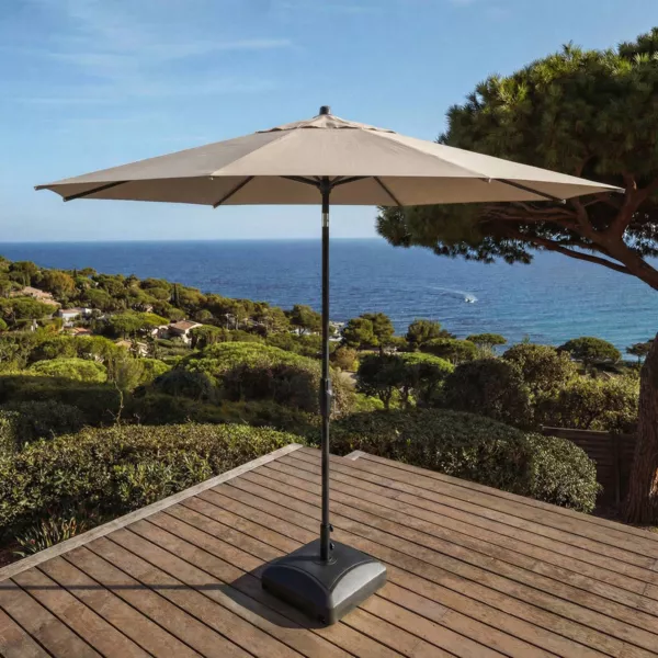 Parasol redondo de aluminio (D3,3 m) Elyra Gris granito y Albaricoque