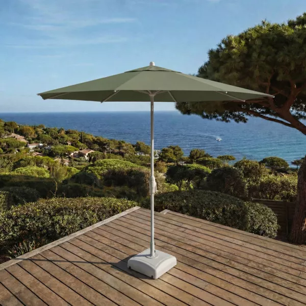 Parasol redondo de aluminio (D3,3 m) Elyra Blanco y Verde oliva