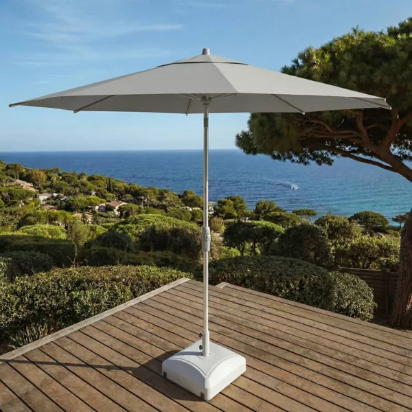 Parasol redondo de aluminio (D3,3 m) Elyra Met�lico brillante y Gris granito