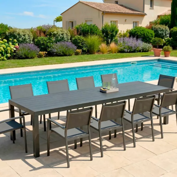 Table de jardin rectangulaire aluminium 10 places (240 x 120 cm) Murano Gris anthracite