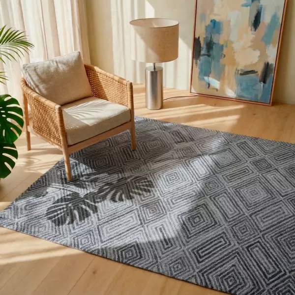 Tappeto rettangolare da soggiorno materiale riciclato tafted (140 x 200 cm) Shelton Grigio