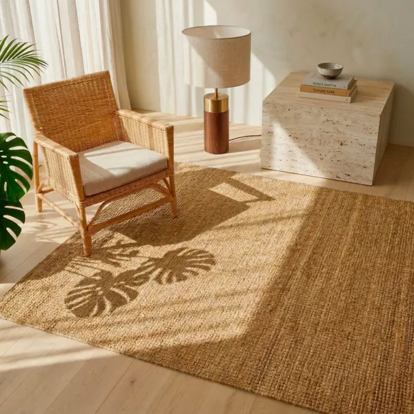 Tapis de salon rectangulaire jute tiss�e main (160 x 230 cm) Yuto Marron