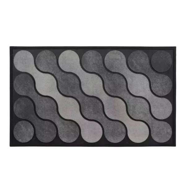 Felpudo de goma para la entrada (45 x 75 cm) Ondas Gris