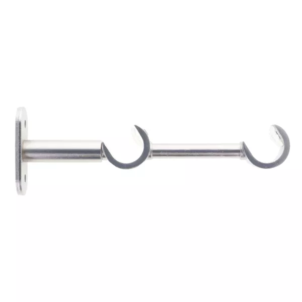 Supporto doppio per asta fissa in metallo (L16 cm / D20 mm) Jim Gutter Argento opaco
