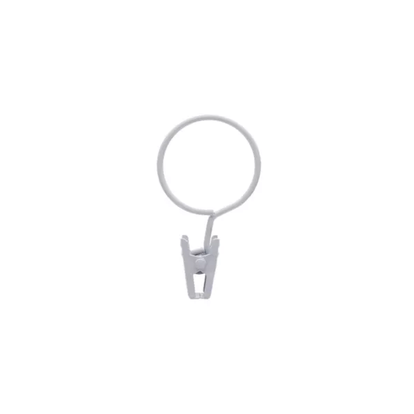 Lot de 8 anneaux à pinces tringle rideau (D25 mm) Jili Blanc