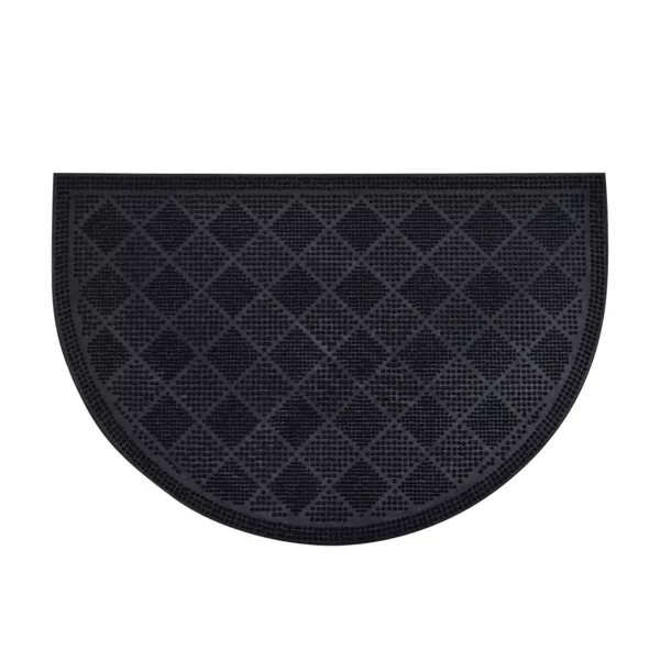 Tappeto d'ingresso semicircolare antiscivolo (40 x 60 cm) Damier Nero