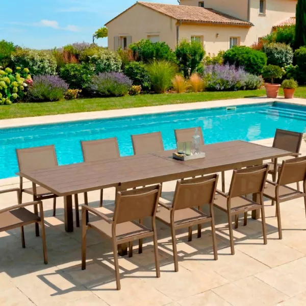 Tavolo da giardino allungabile in alluminio 12 posti (200/320 x 100 cm) Murano Bronzo