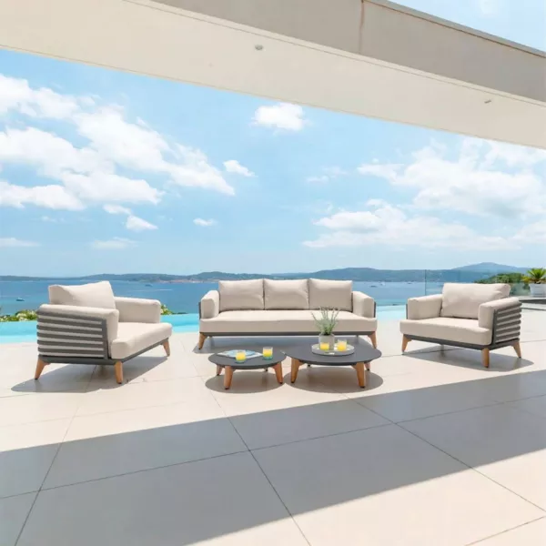 Salon de jardin aluminium 5 places 5 pcs Monte Carlo Gris anthracite et taupe