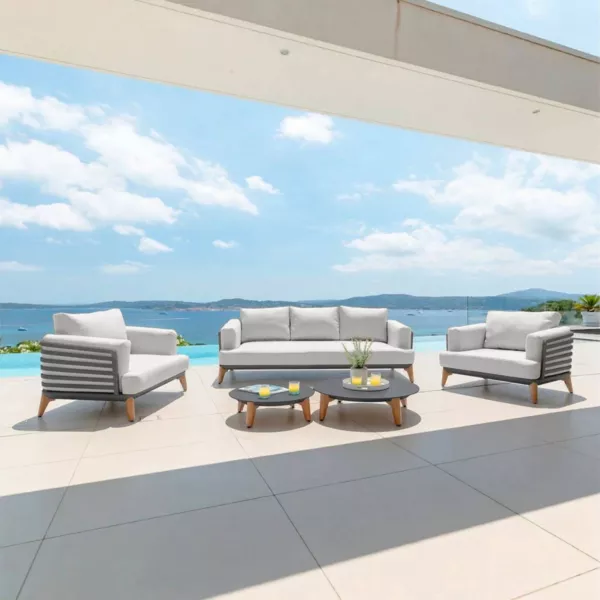 Salotto da giardino alluminio 5 posti 5 pezzi Monte Carlo Grigio antracite e grigio chiaro
