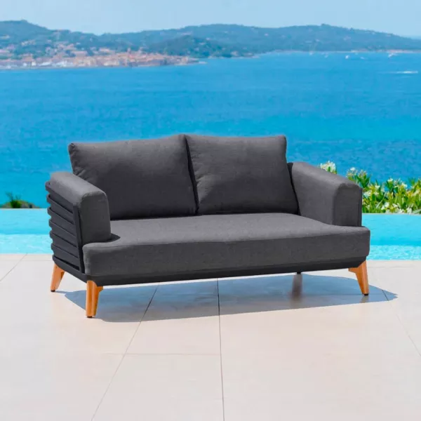 Gartensofa 2-Sitzer aus Aluminium Monte Carlo Anthrazitgrau