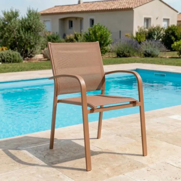 Sedia con braccioli da giardino in alluminio impilabile Murano Bronzo