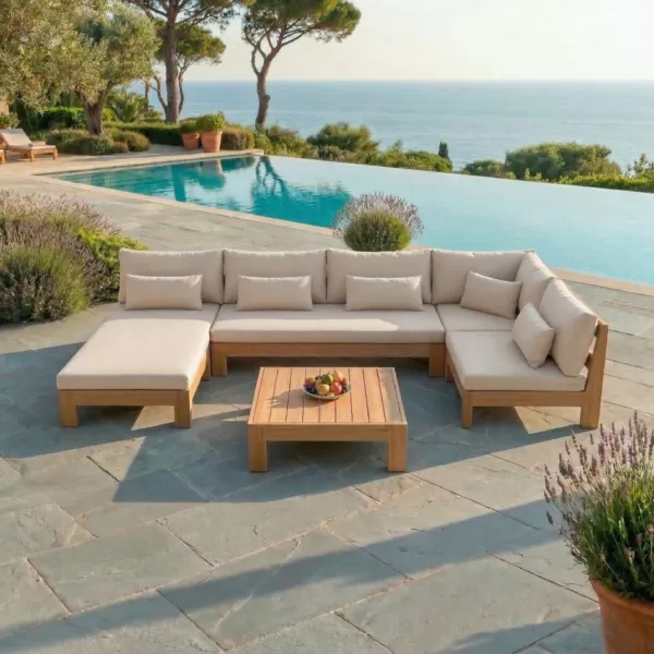 Hoek loungeset van acaciahout 5 zitplaatsen 5-delig Born�o Zand