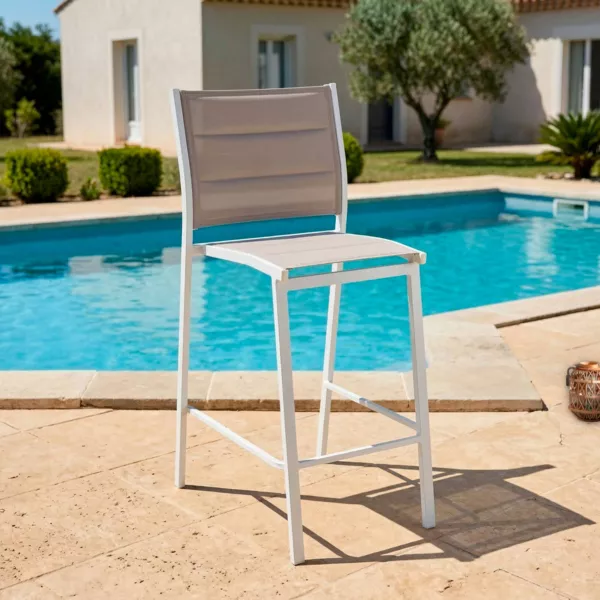 Tuin barkruk stapelbaar aluminium Murano - Wit en Taupe