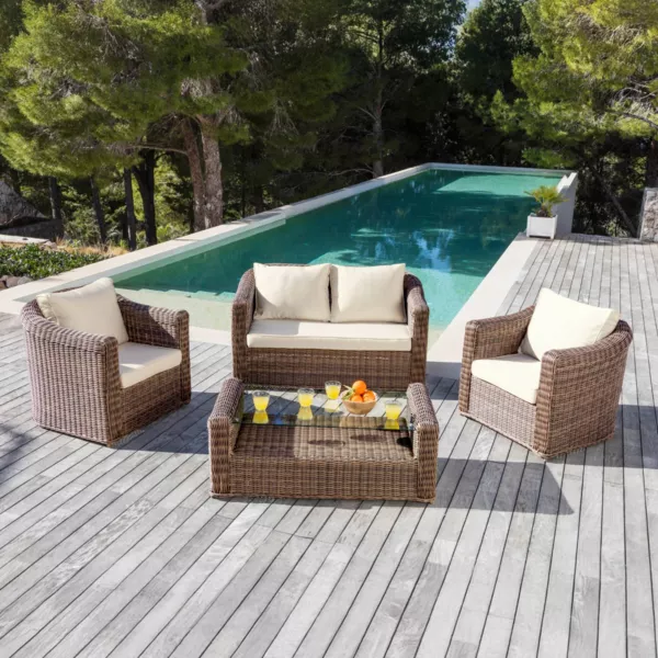 Loungeset Calvi Sepia/Ecru - 4 plaatsen