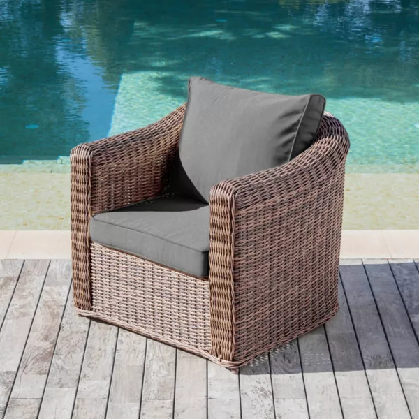 Fauteuil de jardin en r�sine tress�e Calvi S�pia et gris fonc�