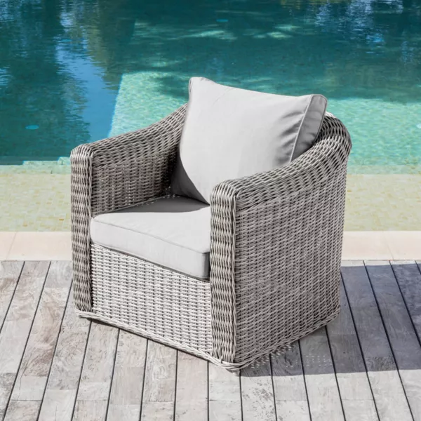 Gartensessel geflochtenes Polyrattan Calvi Hellgrau