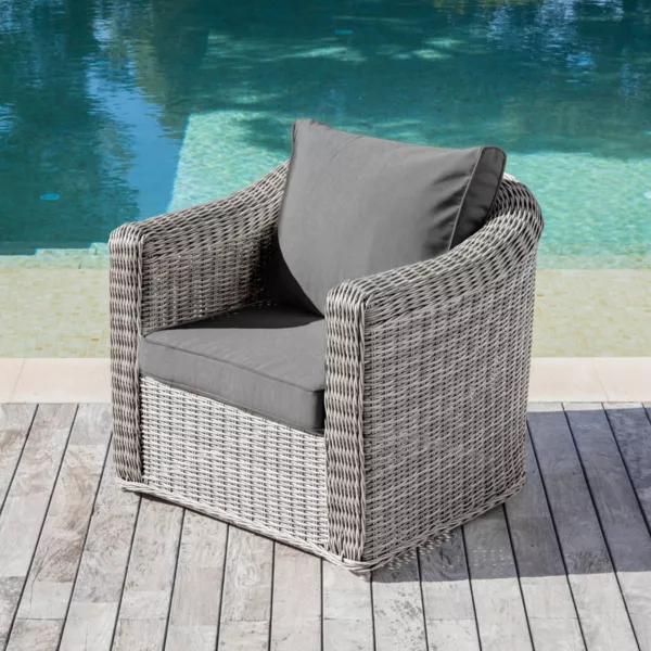 Gartensessel geflochtenes Polyrattan Calvi Grau und Dunkelgrau ref mod