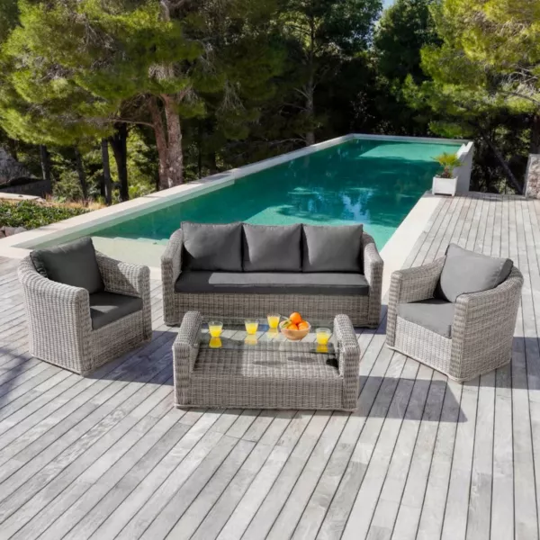 Lounge-Set Calvi Hellgrau/Dunkelgrau - 4-teilig (5 Personen)