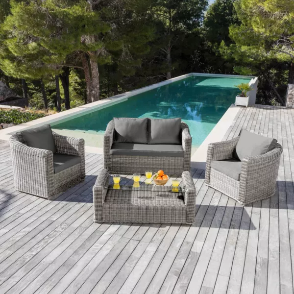 Lounge-Set Calvi Hellgrau/Dunkelgrau - 4-teilig