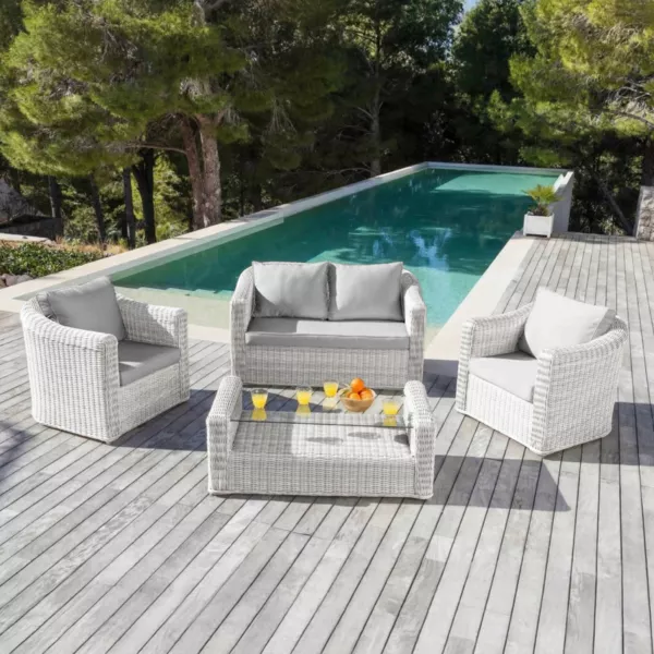 Lounge-Set Calvi Wei�/Perlgrau - 4-teilig