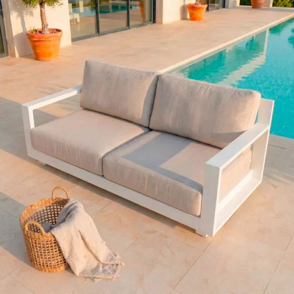 Canap� de jardin en aluminium 2 places Elba Blanc et taupe