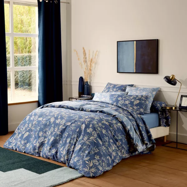 Housse de couette percale de coton (280 x 240 cm) Elo�se Bleue