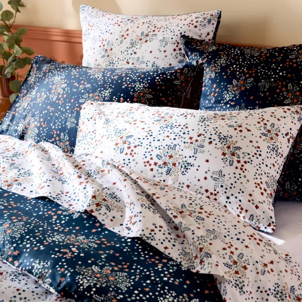 Federa rettangolare in raso di cotone (50 x 70 cm) Lilou Blu navy