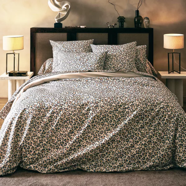 Housse de couette percale de coton (280 x 240 cm) Fauve l�opard Beige