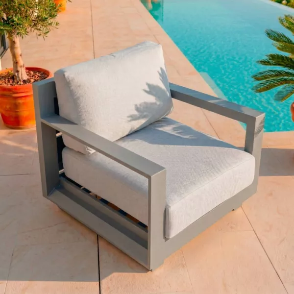 Poltrona da giardino relax in alluminio Elba Grigio antracite e grigio chiaro 