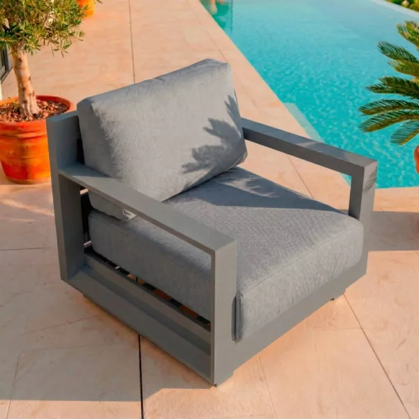 Poltrona da giardino relax in alluminio Elba Grigio antracite 