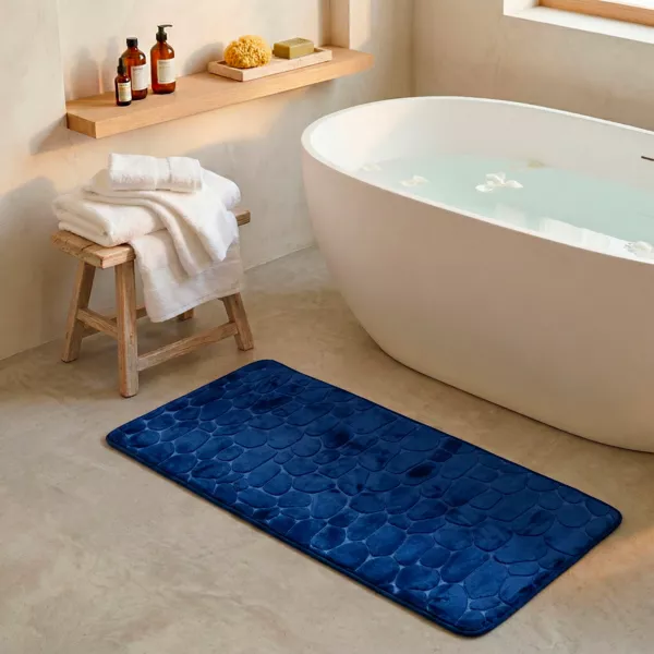 Tapis de bain m�moire de forme (45 x 120 cm) Roc Bleu marine