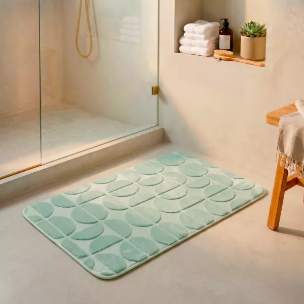 Tapis de bain rectangulaire m�moire de forme (50 x 80 cm) Motivo Vert eucalyptus