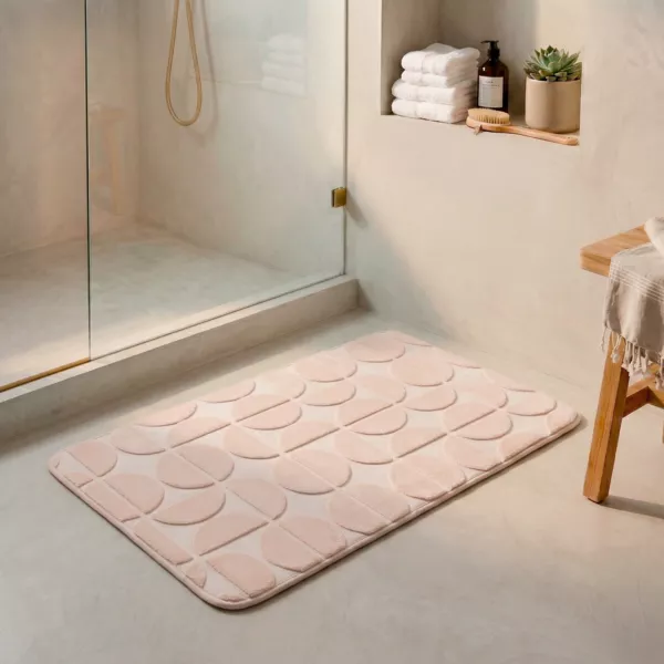 Tappeto da bagno rettangolare in memory foam (50 x 80 cm) Motivo Rosa cipria