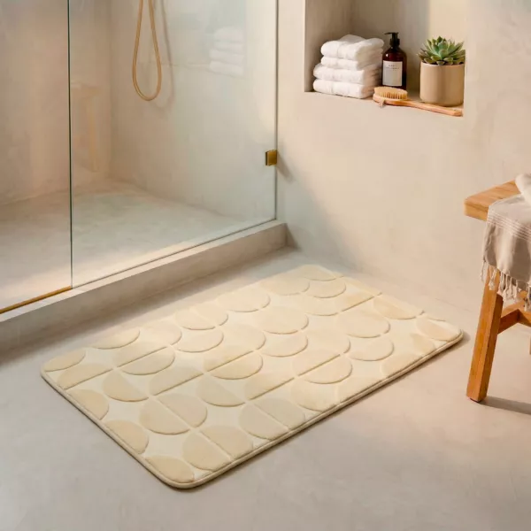 Tapis de bain rectangulaire m�moire de forme (50 x 80 cm) Motivo Beige
