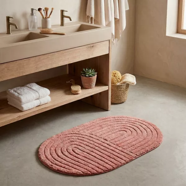 Ovales Baumwoll-Tuft-Badematte (50 x 80 cm) Boho-Chic Terrakotta