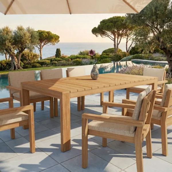 Tavolo da giardino rettangolare in legno di acacia per 8 persone (215 x 110 cm) Born�o Naturale