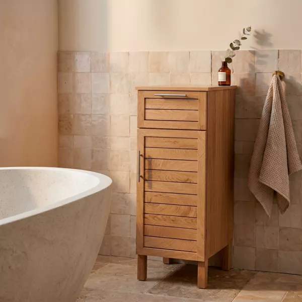 Meuble bas salle de bain bois (93 x 35 cm) Colonial Naturel