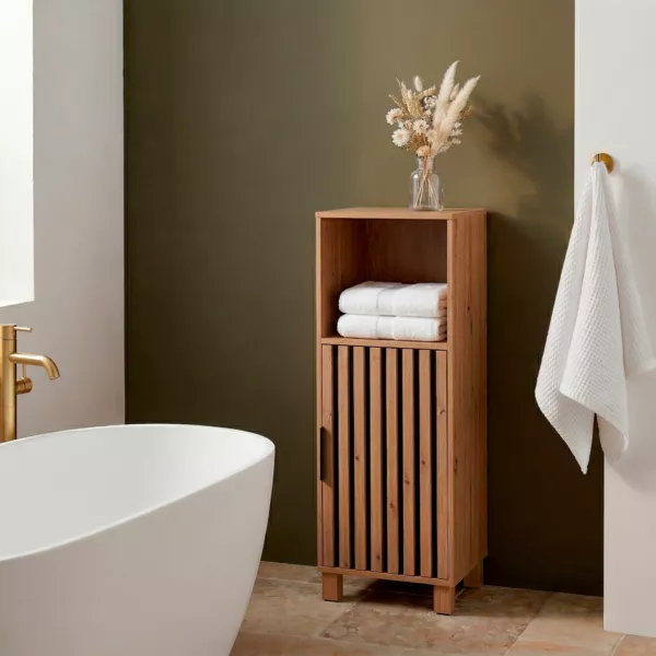 Mobiletto basso bagno in legno (86 x 35 cm) Karma Naturale