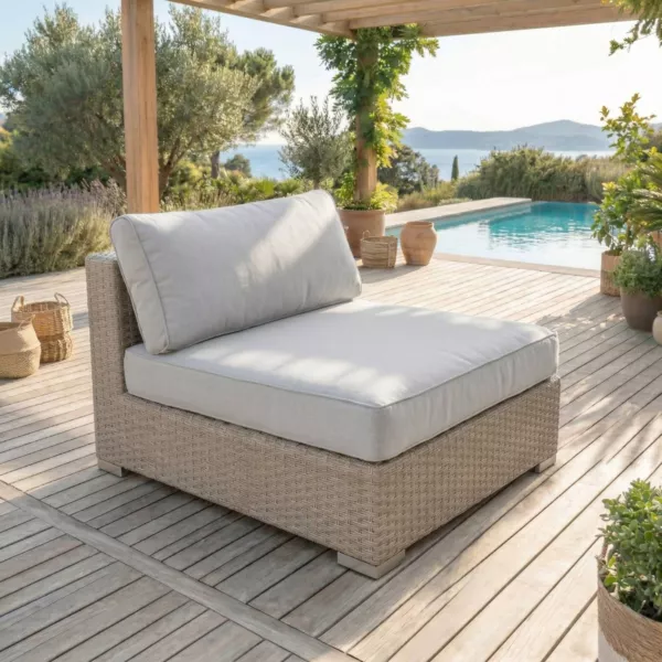 Poltrona da giardino in resina intrecciata Palma Grigio