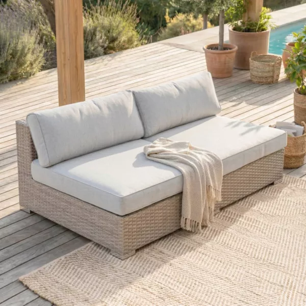 Sof� de jard�n de resina trenzada 2 plazas Palma Gris