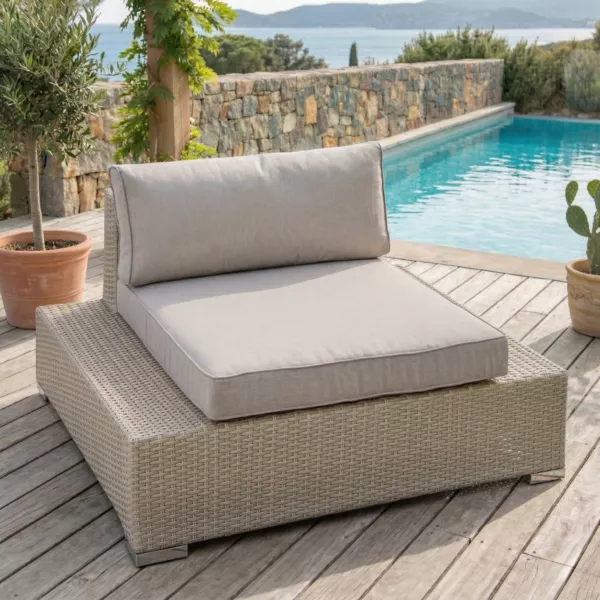 Poltrona da giardino in resina intrecciata Palma Grigio e tortora