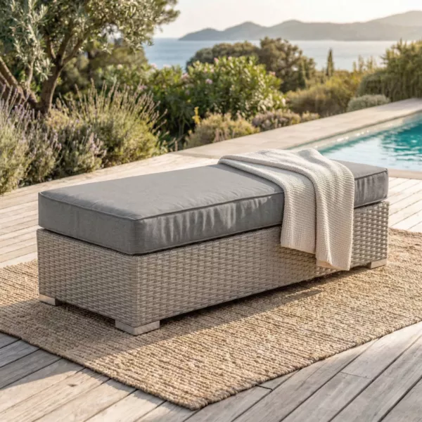 Panca in resina intrecciata 2 posti Palma Grigio e antracite