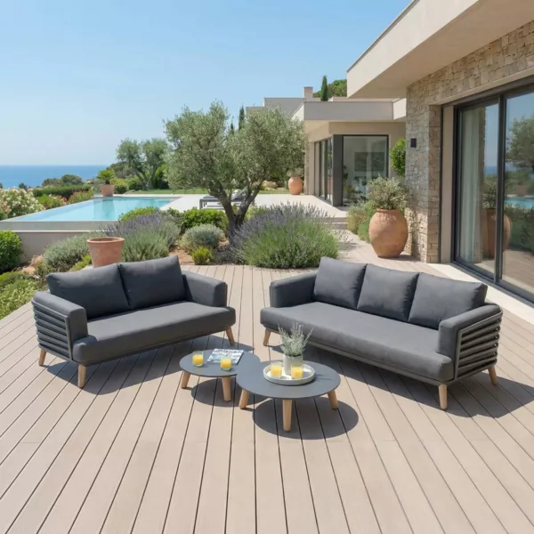 Salon de jardin aluminium 5 places 4 pcs Monte Carlo Gris anthracite