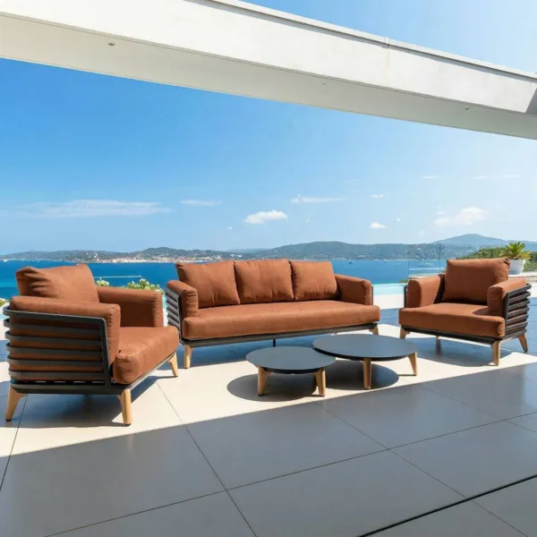 Set da giardino in alluminio 5 posti 5 pezzi Monte Carlo Grigio antracite e terracotta