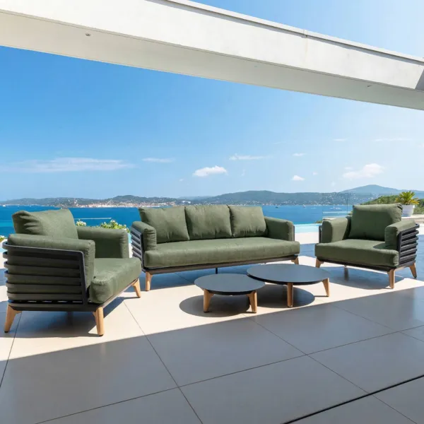 Salon de jardin aluminium 5 places 5 pcs Monte Carlo Gris anthracite et vert romarin