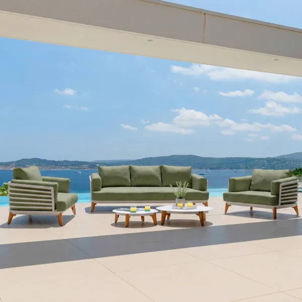 Aluminium Gartenm�bel-Set 5-teilig Monte Carlo Wei� und Rosmaringr�n f�r 5 Personen