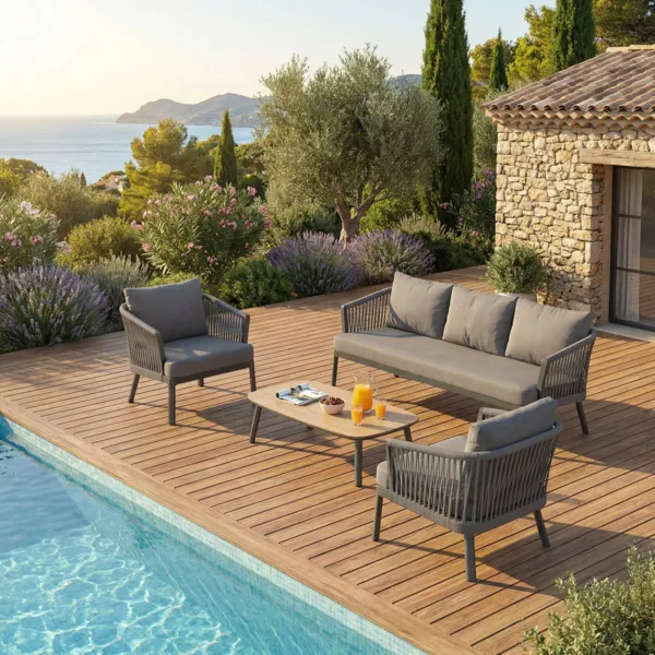 Conjunto de muebles de jardín Amalfi Gris antracita - 5 plazas